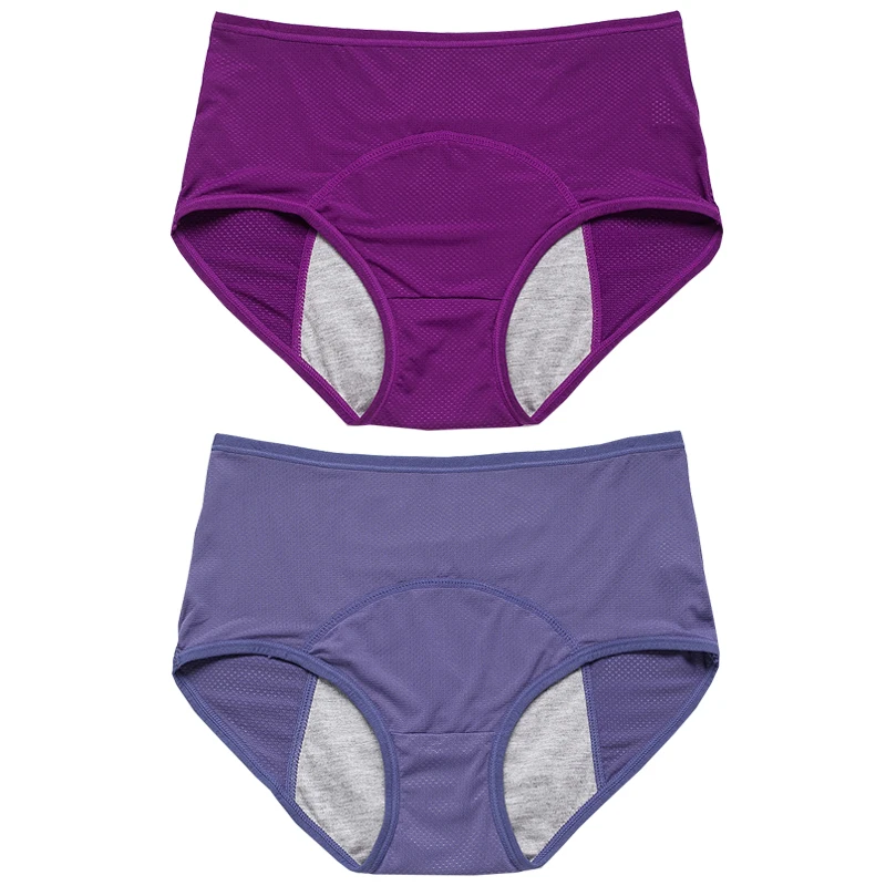 2pcs Women's Physiological Briefs Girl Menstrual Panties Ladies Period Leak Proof Panty Mid Waist Ice Silk Underwear – Image 13