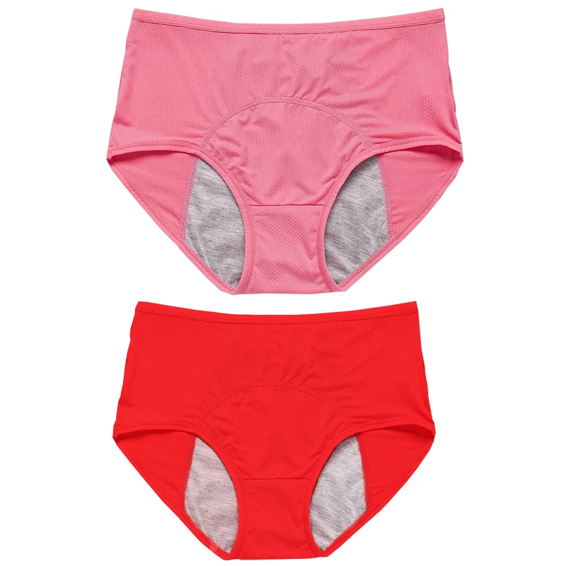 2pcs Women's Physiological Briefs Girl Menstrual Panties Ladies Period Leak Proof Panty Mid Waist Ice Silk Underwear – Image 14
