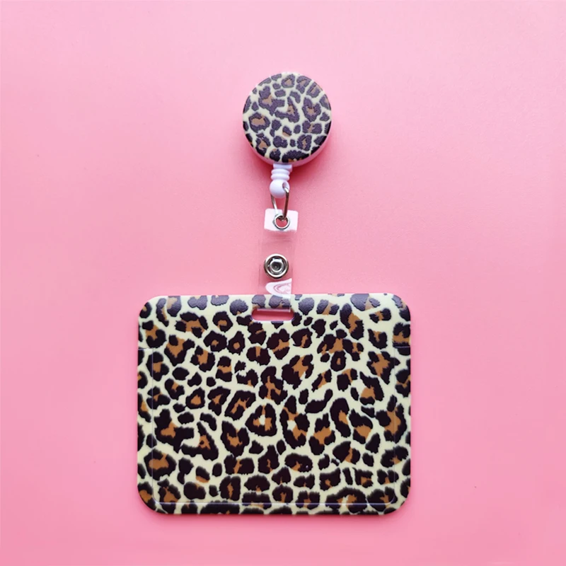Leopard Print Identification Card Holder lanyards Key chain Cartoon Card Case ID Badge Holder Neck Strap Credentials – Image 4