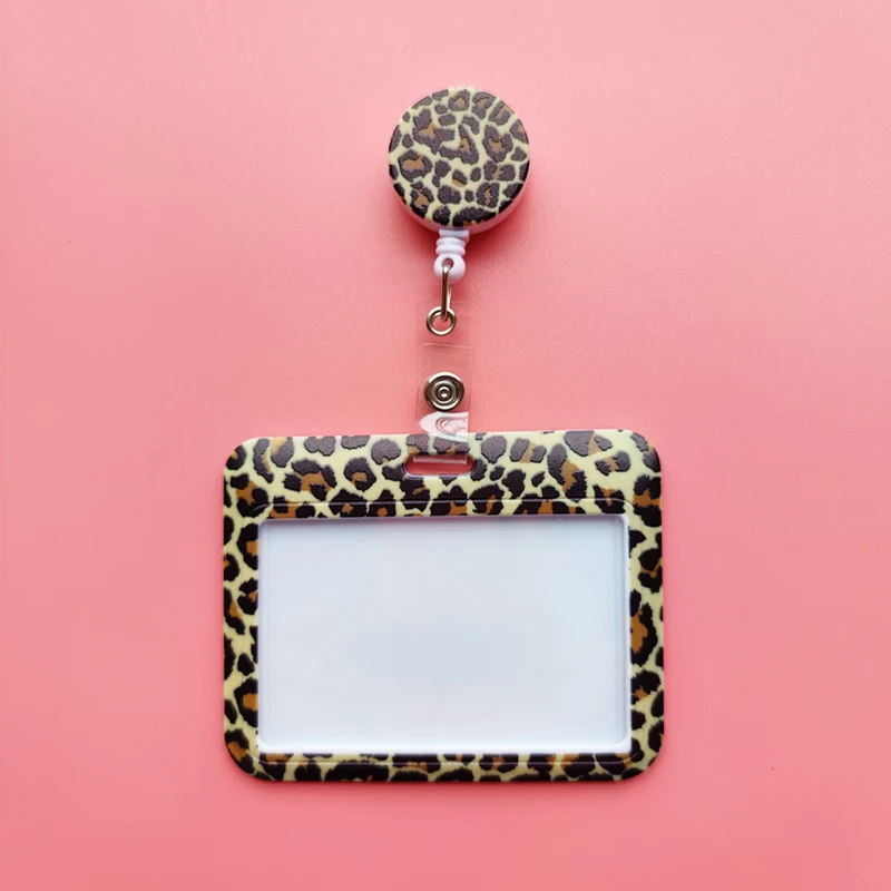 Leopard Print Identification Card Holder lanyards Key chain Cartoon Card Case ID Badge Holder Neck Strap Credentials – Image 17