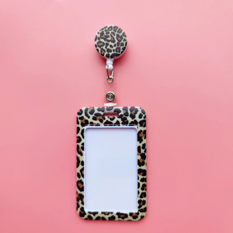 Leopard Print Identification Card Holder lanyards Key chain Cartoon Card Case ID Badge Holder Neck Strap Credentials – Image 19