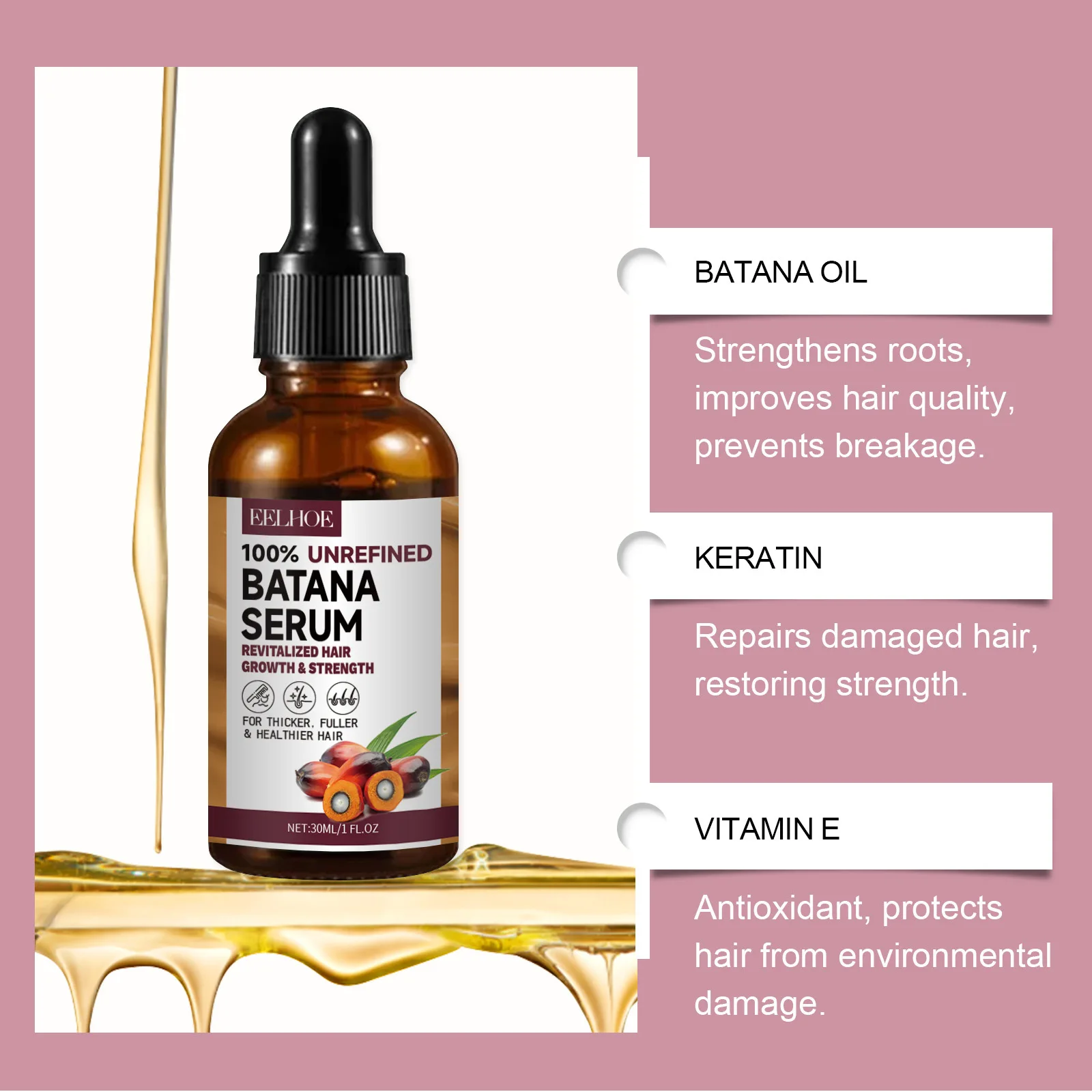 Batana Oil Hair Conditioner Moisturizing for Damaged Hair Roots Repair Anti Drying Revitalizing the Hairs Keratin Hair Shampoo – Image 14