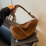 Faux Suede Zipper Solid Hobos Popular Niche Versatile Bags for Women 2025 Hot Sale Single Sweet Underarm Crossbody Bags