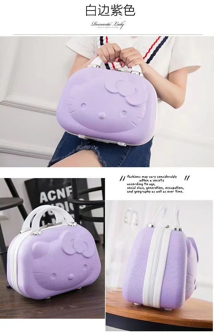 Cartoon Hello Kittys 12 Inches Cosmetic Case Suitcase Suitcase Companion Gift Box Kawaii Cartoon Sanrios Cute Student Girl – Image 16