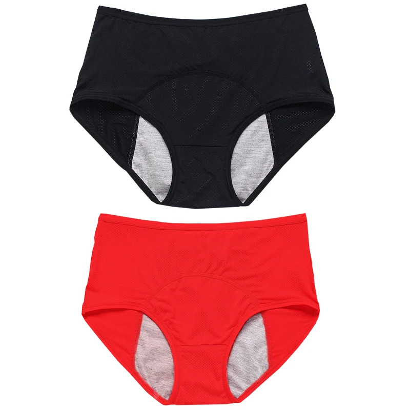 2pcs Women's Physiological Briefs Girl Menstrual Panties Ladies Period Leak Proof Panty Mid Waist Ice Silk Underwear – Image 15