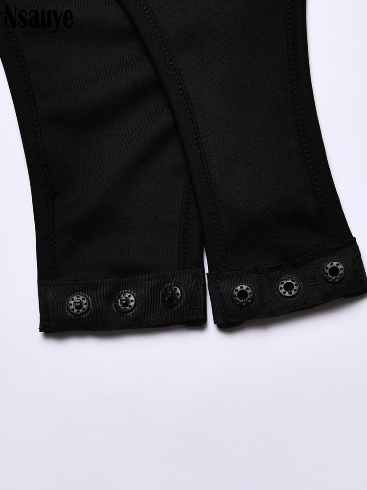 Nsauye 2022 Autumn Summer Sheath Long Puff Sleeve Skinny Women Rompers Bodysuits Y2K Square Collar Fashion Jumpsuit Body Tops – Image 26