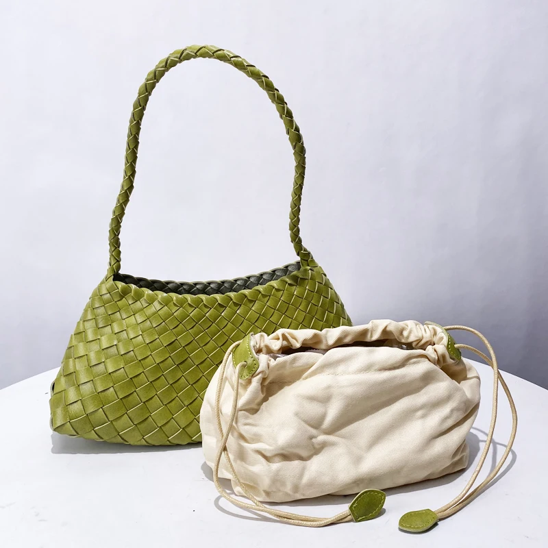 Hand Woven Shell Bags For Women Luxury Designer Handbags Purses 2025 New In PU Cross Weaving With Inner Pocket Underarm Shoulder – Image 17