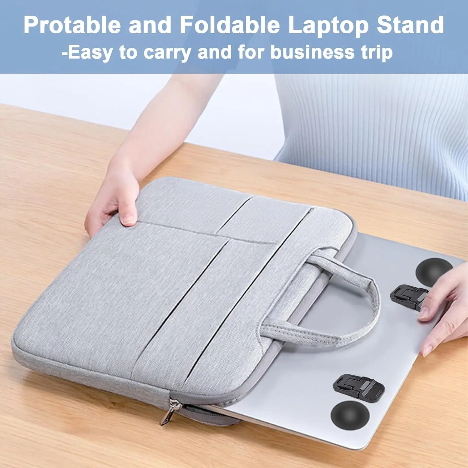 2pcs/Set Foldable Laptop Stand Portable Notebook Support Holder Adjustable Riser Cooling Bracket Universal for Laptop Tablet – Image 5