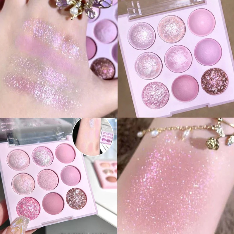 Ice Cream Nine Color Eyeshadow Sequins Glitter Beaded Earth Color Eyeshadow Mashed Potatoes Novice Trendy Instagram Aesthetic – Image 6