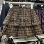 Japanes Cute Ruffled Plaid Skirt Punk Rock Subculture Cake Skirts Preppy Style Casual Summer Women Mini Skirts 2000s Clothes Y2k