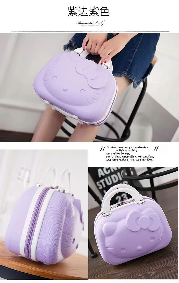 Cartoon Hello Kittys 12 Inches Cosmetic Case Suitcase Suitcase Companion Gift Box Kawaii Cartoon Sanrios Cute Student Girl – Image 19
