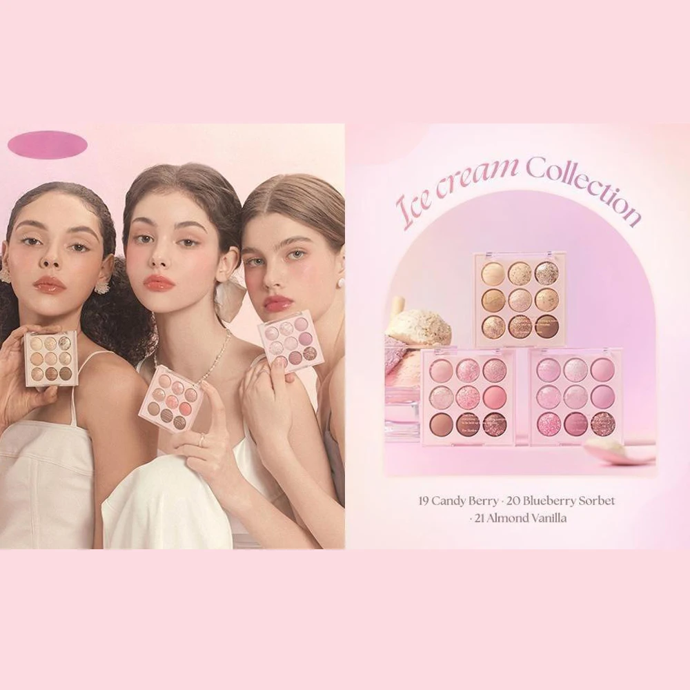 Ice Cream Nine Color Eyeshadow Sequins Glitter Beaded Earth Color Eyeshadow Mashed Potatoes Novice Trendy Instagram Aesthetic – Image 11