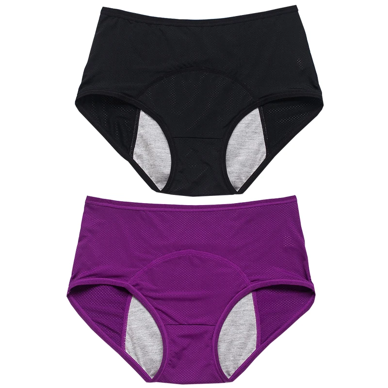 2pcs Women's Physiological Briefs Girl Menstrual Panties Ladies Period Leak Proof Panty Mid Waist Ice Silk Underwear – Image 9