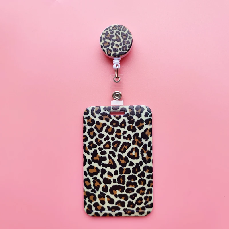 Leopard Print Identification Card Holder lanyards Key chain Cartoon Card Case ID Badge Holder Neck Strap Credentials – Image 7