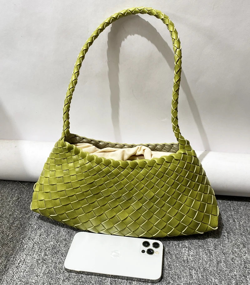Hand Woven Shell Bags For Women Luxury Designer Handbags Purses 2025 New In PU Cross Weaving With Inner Pocket Underarm Shoulder – Image 11