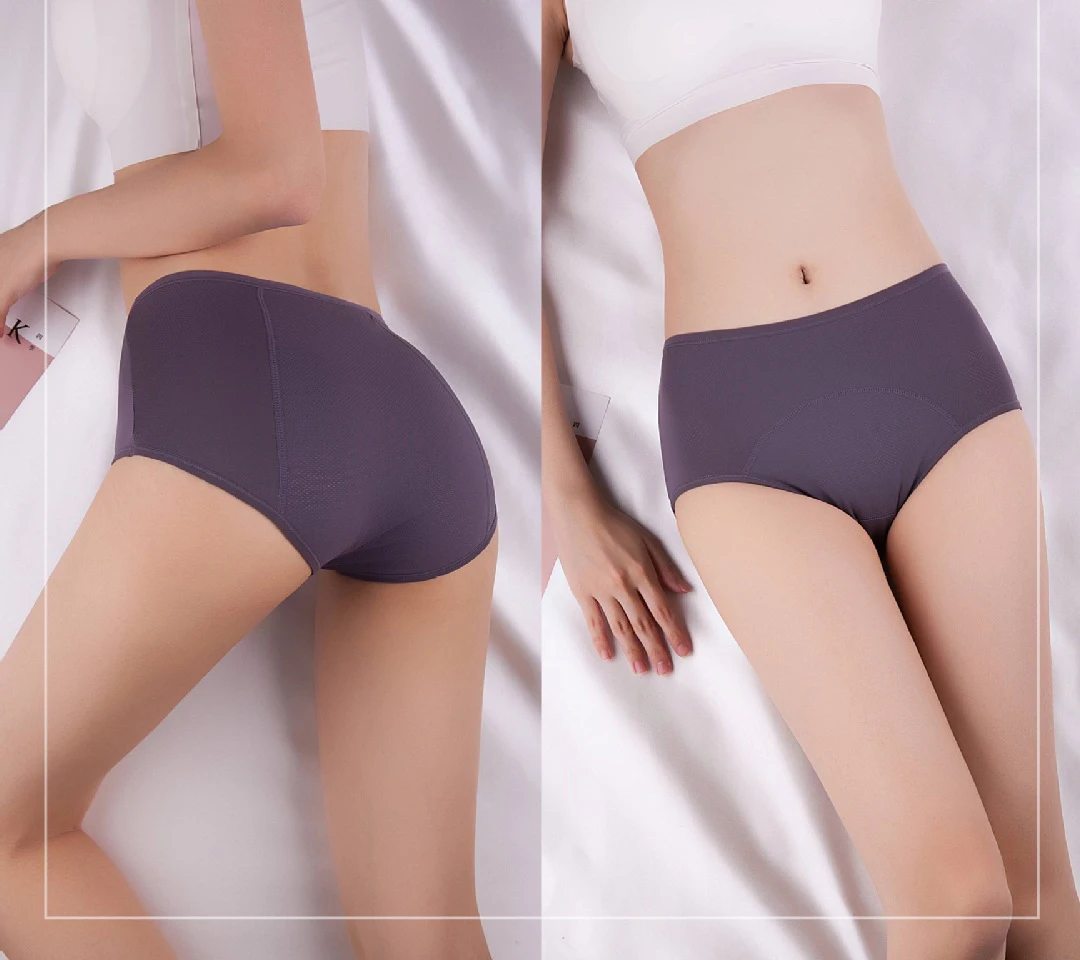 2pcs Women's Physiological Briefs Girl Menstrual Panties Ladies Period Leak Proof Panty Mid Waist Ice Silk Underwear – Image 23