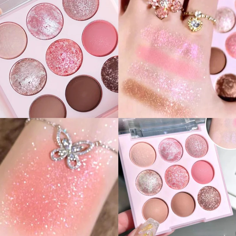Ice Cream Nine Color Eyeshadow Sequins Glitter Beaded Earth Color Eyeshadow Mashed Potatoes Novice Trendy Instagram Aesthetic – Image 5