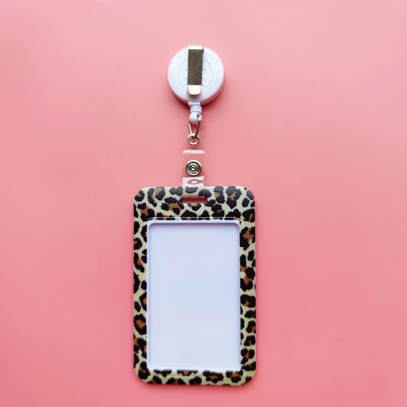 Leopard Print Identification Card Holder lanyards Key chain Cartoon Card Case ID Badge Holder Neck Strap Credentials – Image 18