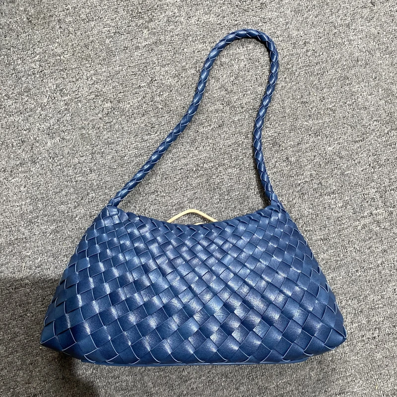 Hand Woven Shell Bags For Women Luxury Designer Handbags Purses 2025 New In PU Cross Weaving With Inner Pocket Underarm Shoulder – Image 9