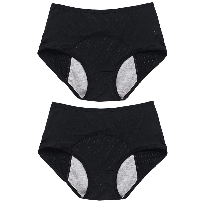 2pcs Women's Physiological Briefs Girl Menstrual Panties Ladies Period Leak Proof Panty Mid Waist Ice Silk Underwear – Image 8