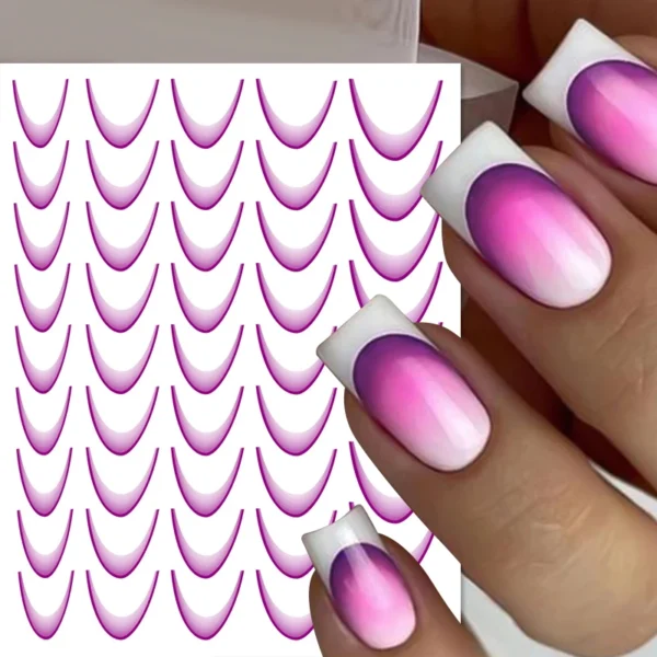 1/2Pc 3D Gradient French Line Nail Stickers Black White Stripe Lines Sliders Nail Accessories Manicure Flower Butterfly Adhesive – Image 5