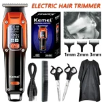 Kemei Hair Trimmer Professional Barber Electric Hair Clipper Rechargeable Wireless Hair Cutting Maching LCD Display Haircut Set