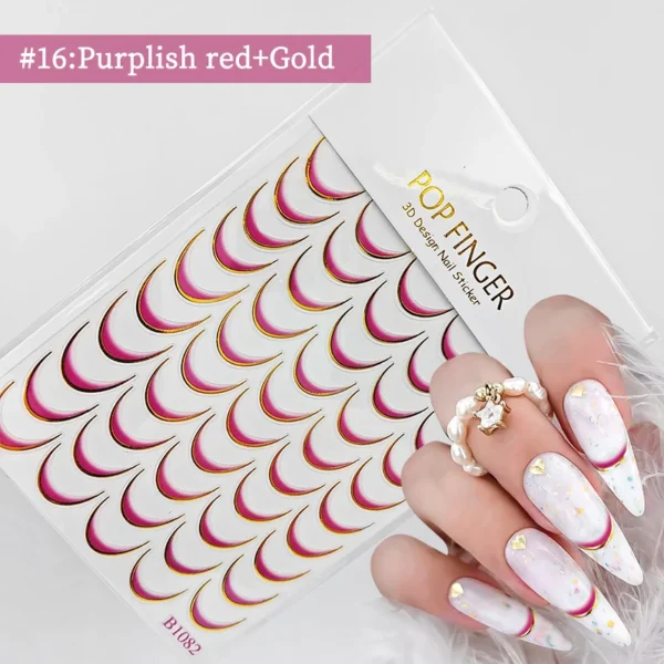 1/2Pc 3D Gradient French Line Nail Stickers Black White Stripe Lines Sliders Nail Accessories Manicure Flower Butterfly Adhesive – Image 38