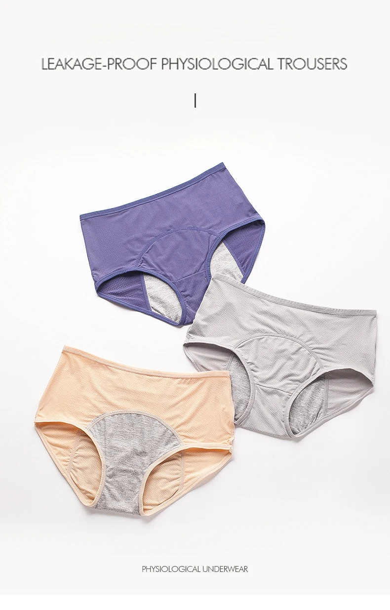 2pcs Women's Physiological Briefs Girl Menstrual Panties Ladies Period Leak Proof Panty Mid Waist Ice Silk Underwear – Image 22