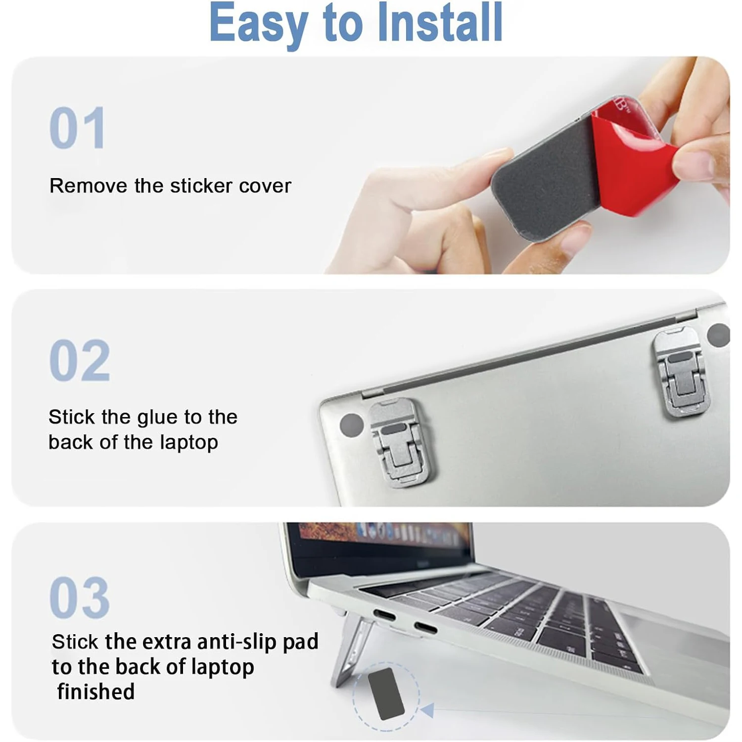 2pcs/Set Foldable Laptop Stand Portable Notebook Support Holder Adjustable Riser Cooling Bracket Universal for Laptop Tablet – Image 6